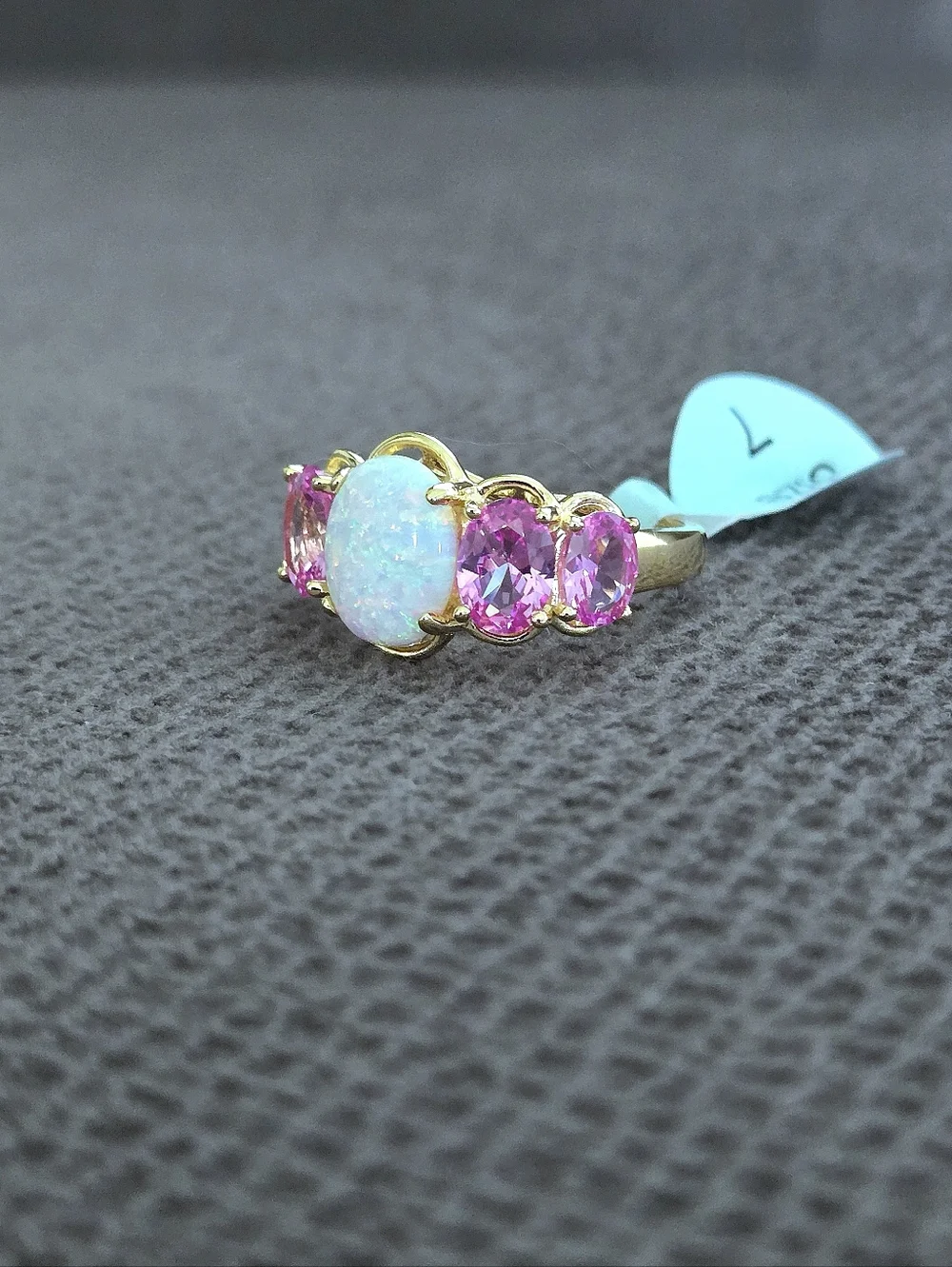 Lab🧪 Created White Fire🔥 Opal and Pink💕 Sapphires Ring💍 - NWT